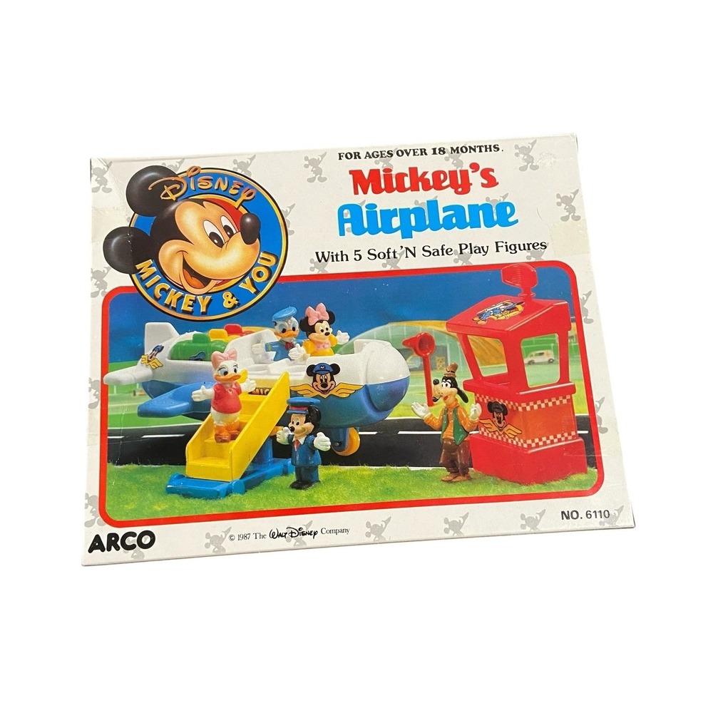 Vintage 1987 ARCO Disney Mickey's Airplane Playset Mickey & You Toy  Box Damage